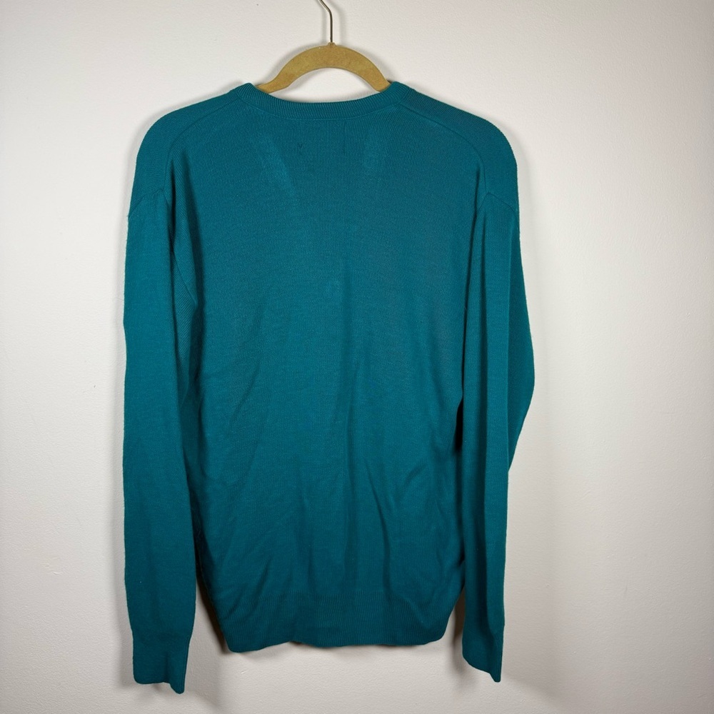 Vintage Jantzen Blue V-Neck Sweater Lightweight Knit Size Medium Pullover - Picture 6 of 9